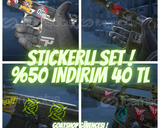 4 ADET STİCKERLİ SİLAH SETİ %50 İNDİRİM 40 TL !