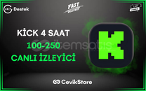 ⭐ 4 Saat 100-250 Kick Canlı İzleyici ⭐