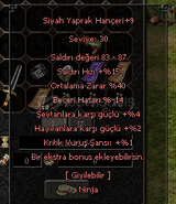40 ORT +9 SİYAH YAPRAK HANÇER - ZEPHYR