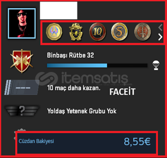 400 BKYE 5 MADALYA / 360 SAAT / PRİME / FACEİT 400 BKYE 5 MADALYA / 360 SAAT / PRİME / FACEİT