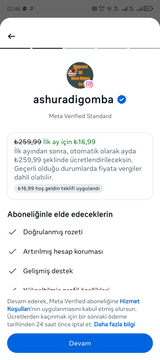 426 DOĞAL TAKİPÇİ+İNDİRİMLİ META VERİFİED 