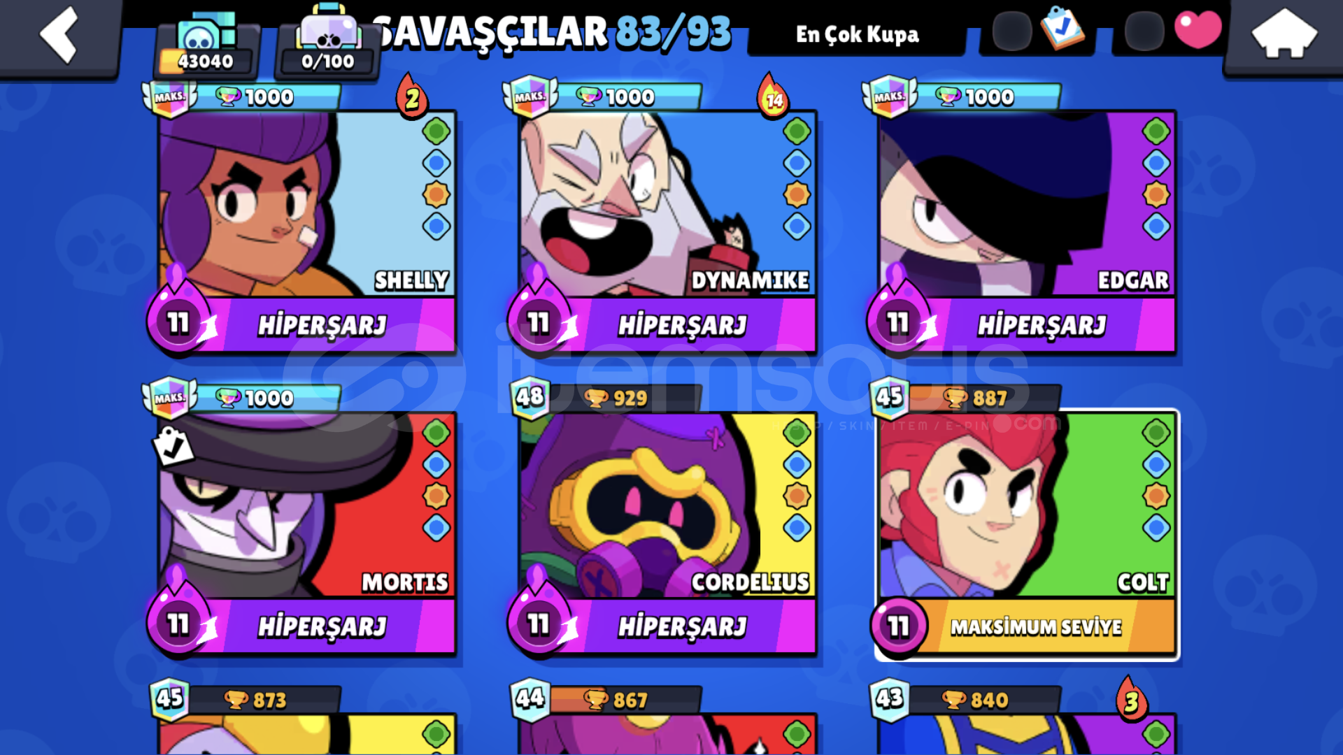 43K BRAWL STARS HESABI İÇİNDE BOL KOSTÜMLÜ  43K BRAWL STARS HESABI İÇİNDE BOL KOSTÜMLÜ