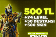 ⭐️50 DESTANSI⭐️74 LEVEL⭐️500 SKİN⭐️500TL RANDOM