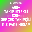 450+ TAKİP İSTEKLİ 320+ TAKİPÇİLİ KIZ HESABI!