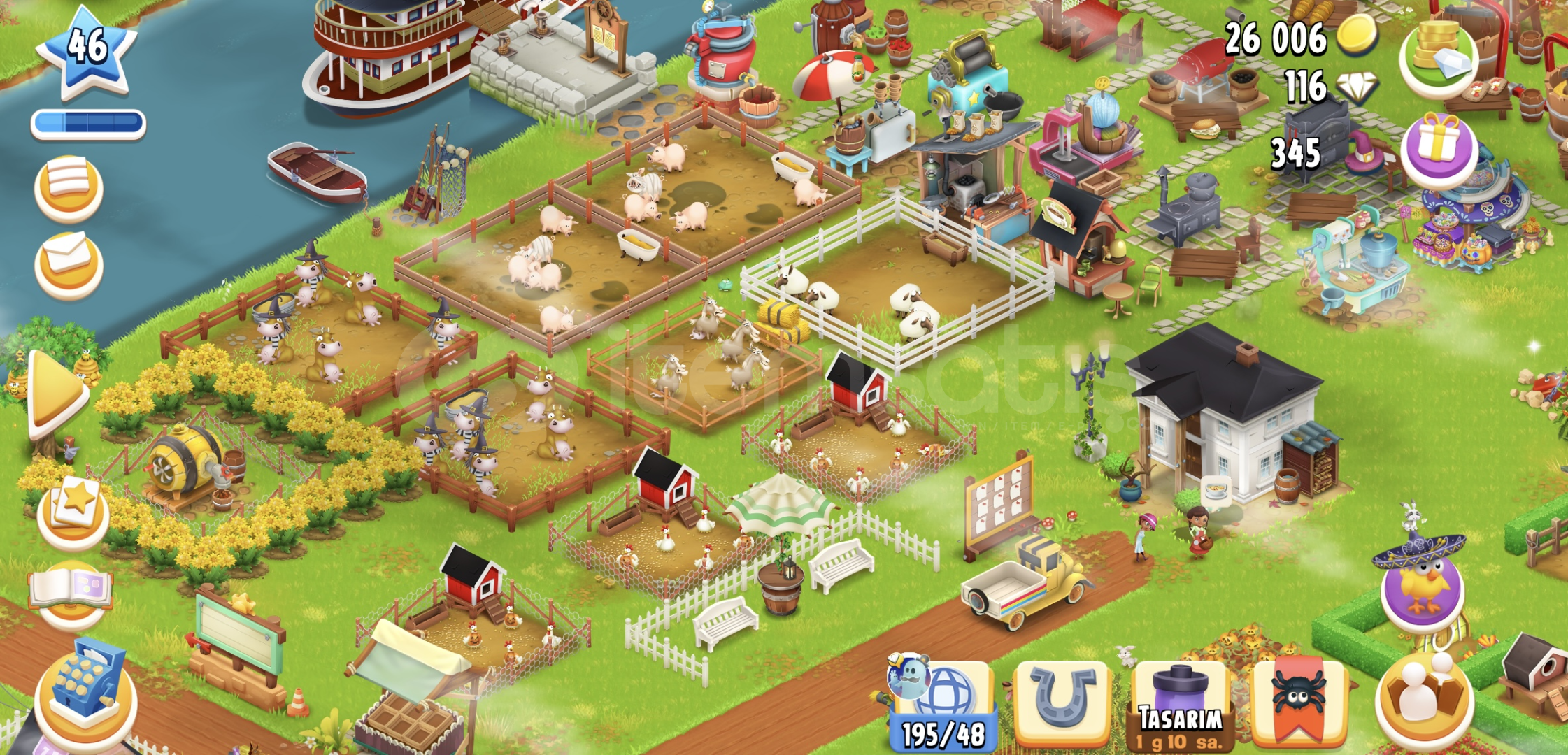 46 seviye hayday hesabı