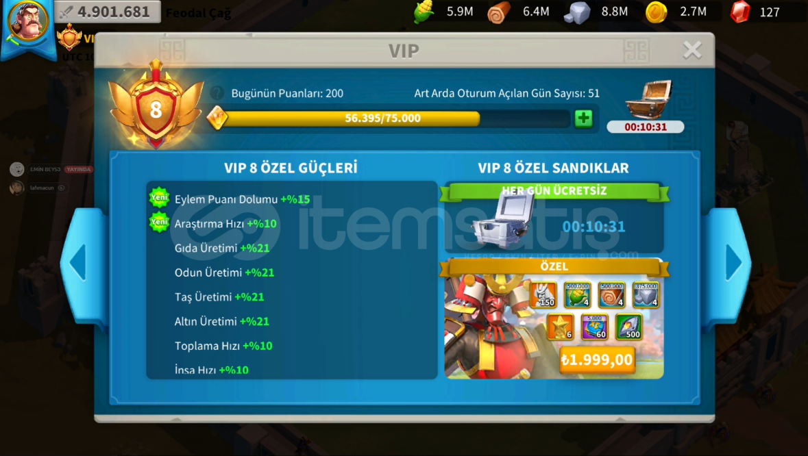 4.9M GÜÇ 3914 SERVER HESAP 4.9M GÜÇ 3914 SERVER HESAP
