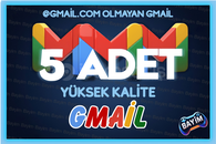 5 Adet Gmail (@gmail.com olmayan gmail) 5 Adet Gmail (@gmail.com olmayan gmail)