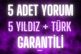 5 Adet Yorum + 5 Yıldız + Türk Yorum (ucuz)