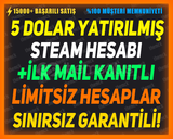 ⭐️5$ DOLAR YATIRILMIŞ❤️STEAM HESABI❤️+İLK MAİL