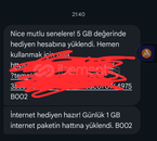 5 GB intrnet freebayt tüm hatlar????