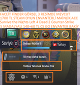 5 MADALYALI 6 LV 140+60 TL CS GO ENVANTERLİ VE