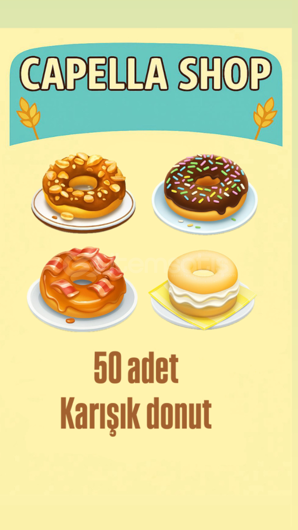 50 adet karışık donut 50 adet karışık donut