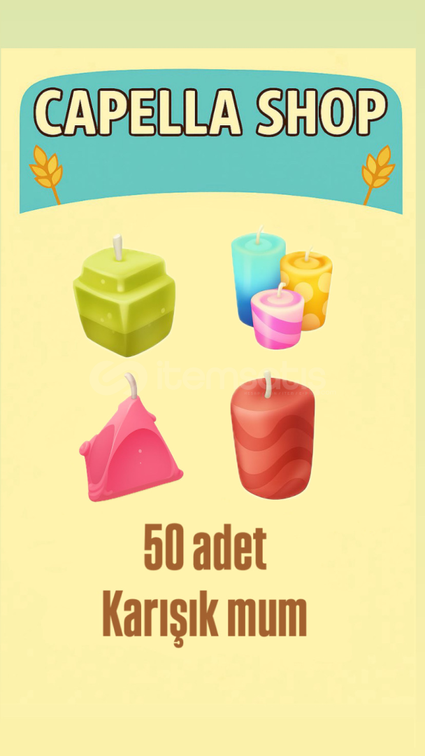 50 adet karışık mum 50 adet karışık mum