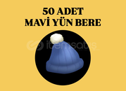 50 ADET MAVİ YÜN BERE 