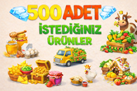 500 ADET İSTEDİĞİNİZ ÜRÜN + HAY DAY