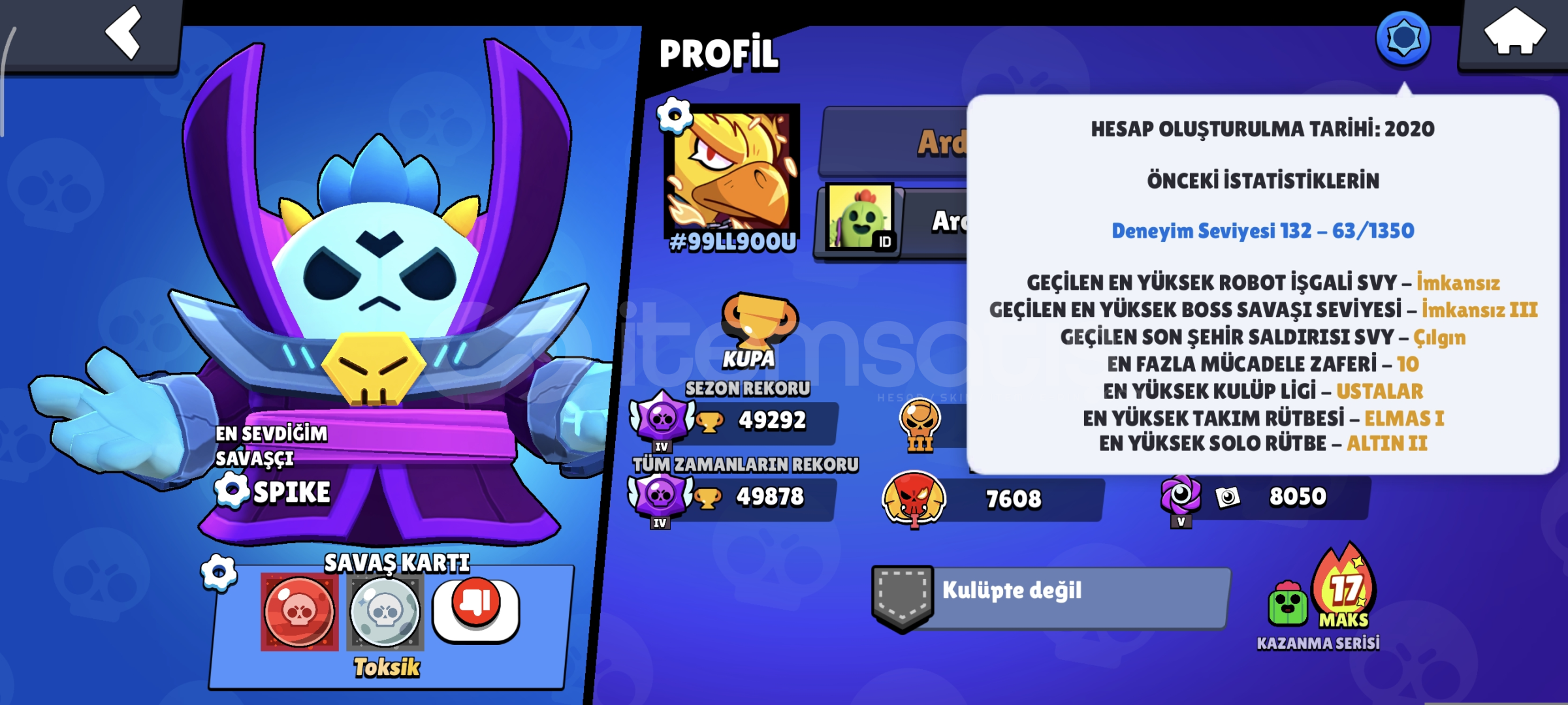 50.000 KUPA 6 YILLIK BRAWL STARS HESABI