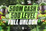 ✨500M Cash + 500 Level + Full Unlock - GTA✨