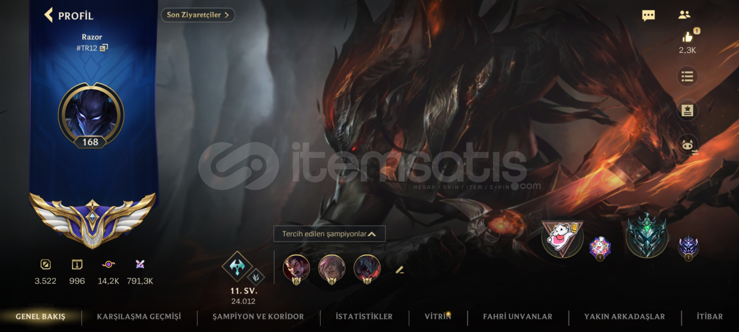 55 skinli darius main hesap