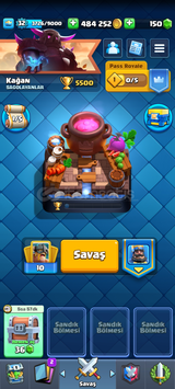 5500 kupalı clash royale hesap 