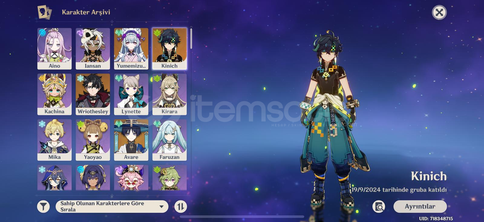 55AR Xiao + Wriothesley + Avare + Kinich ve BiS 55AR Xiao + Wriothesley + Avare + Kinich ve BiS