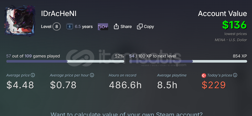 56 OYUNLU STEAM HESABI  56 OYUNLU STEAM HESABI