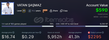590 DOLAR DEGERINDE 160 OYUN 10 YILLIK HESAP 590 DOLAR DEGERINDE 160 OYUN 10 YILLIK HESAP
