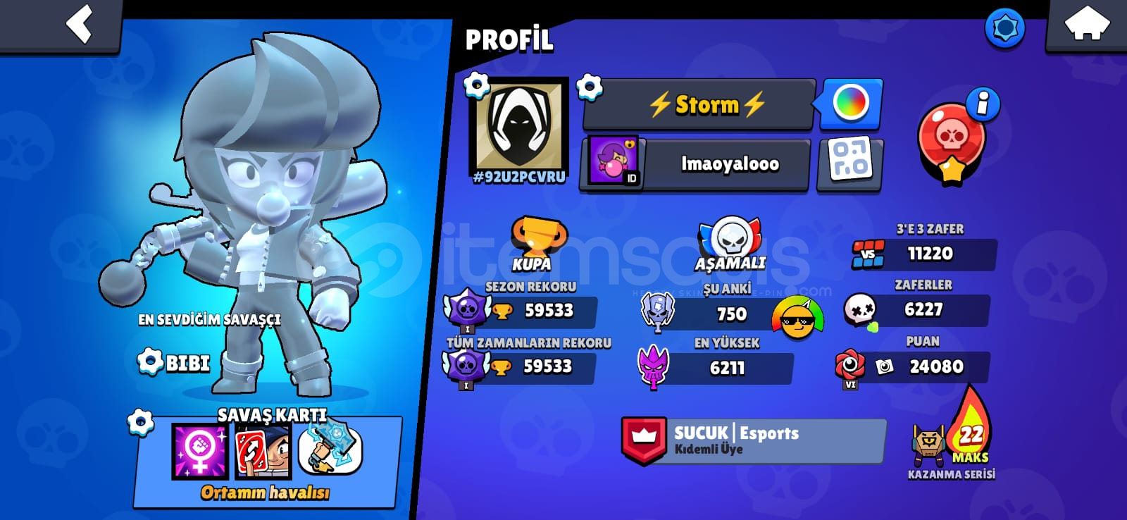 59.500k hesap 239 skin vardır 59.500k hesap 239 skin vardır