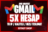 ⭐ 5x Gmail -TR İP - YÜKSEK KALİTE-GARANTİ ⭐
