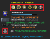 6 MADALYA | 7500 TL OYUN | FACEIT HAZIR | TR 