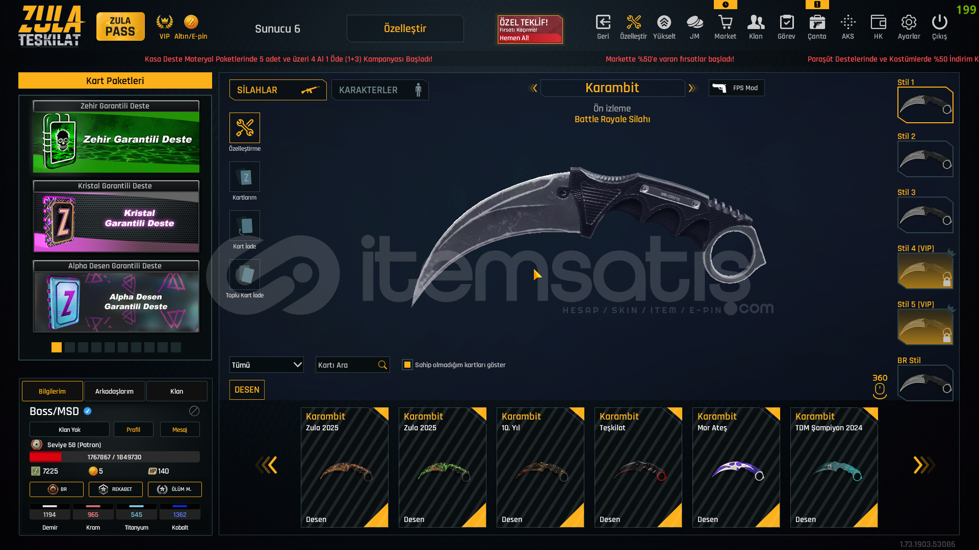 +6 Sınırsız Karambit +6 Sınırsız Karambit