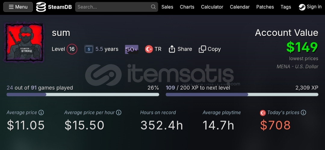 6 yıla yakın oynanmış 16 seviye steam hesabı 6 yıla yakın oynanmış 16 seviye steam hesabı