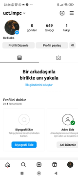 650 takipçili instegram hesabı