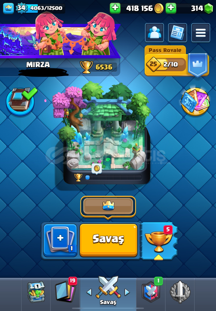 6500 Kupa 5 Evrim 116 kart 3 yıllık+ 300 elmas 6500 Kupa 5 Evrim 116 kart 3 yıllık+ 300 elmas