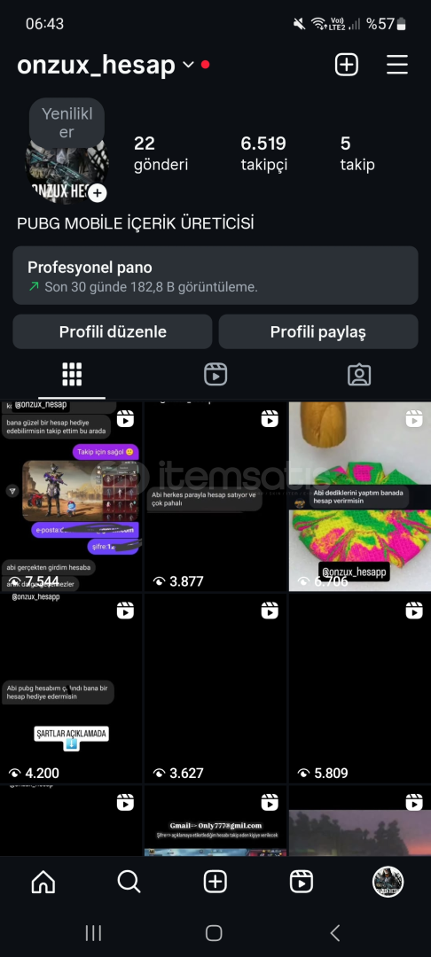 6500 TAKİPÇİLİ AKTIF PUBG KİTLELİ HESAP 6500 TAKİPÇİLİ AKTIF PUBG KİTLELİ HESAP