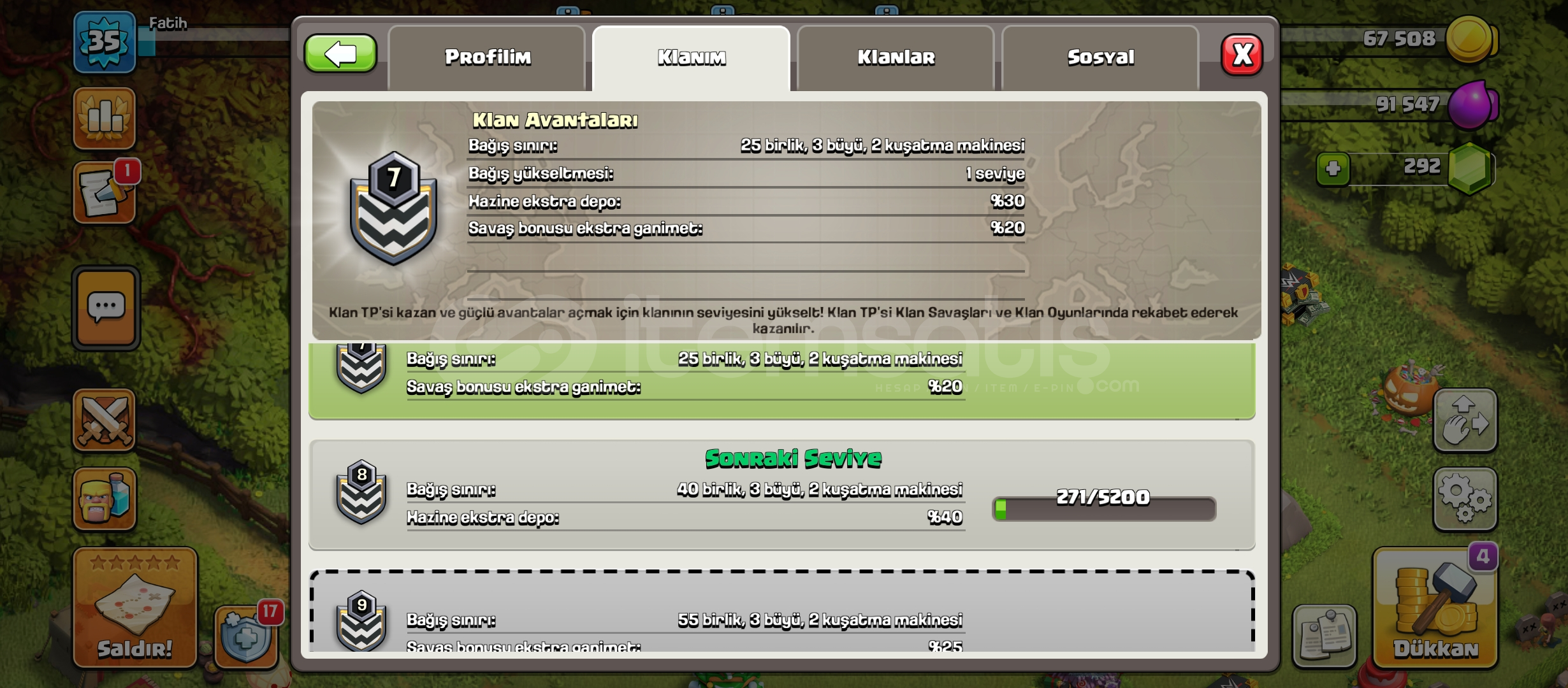 7 lvl klan satilik 7 lvl klan satilik