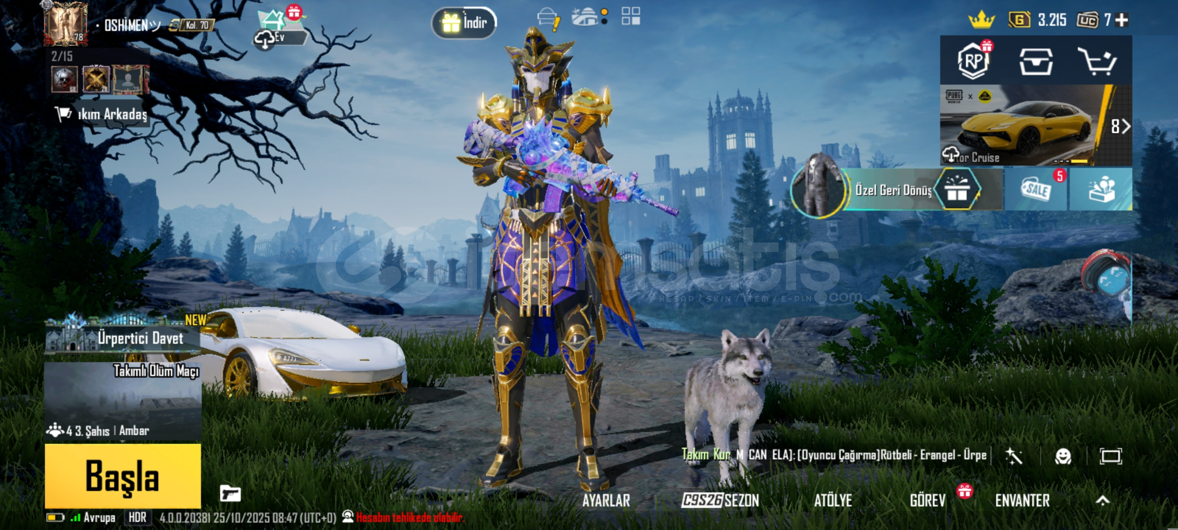 10 x suit lambo 170 destansı 3 m4 max level  10 x suit lambo 170 destansı 3 m4 max level