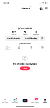 70 TAKİPÇİLİ TİKTOK HESABI UCUZ