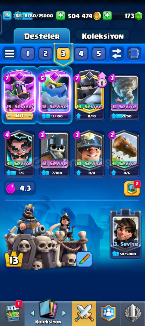 8200 Kupa Clash Royale Hesabı 2 kart eksik  8200 Kupa Clash Royale Hesabı 2 kart eksik