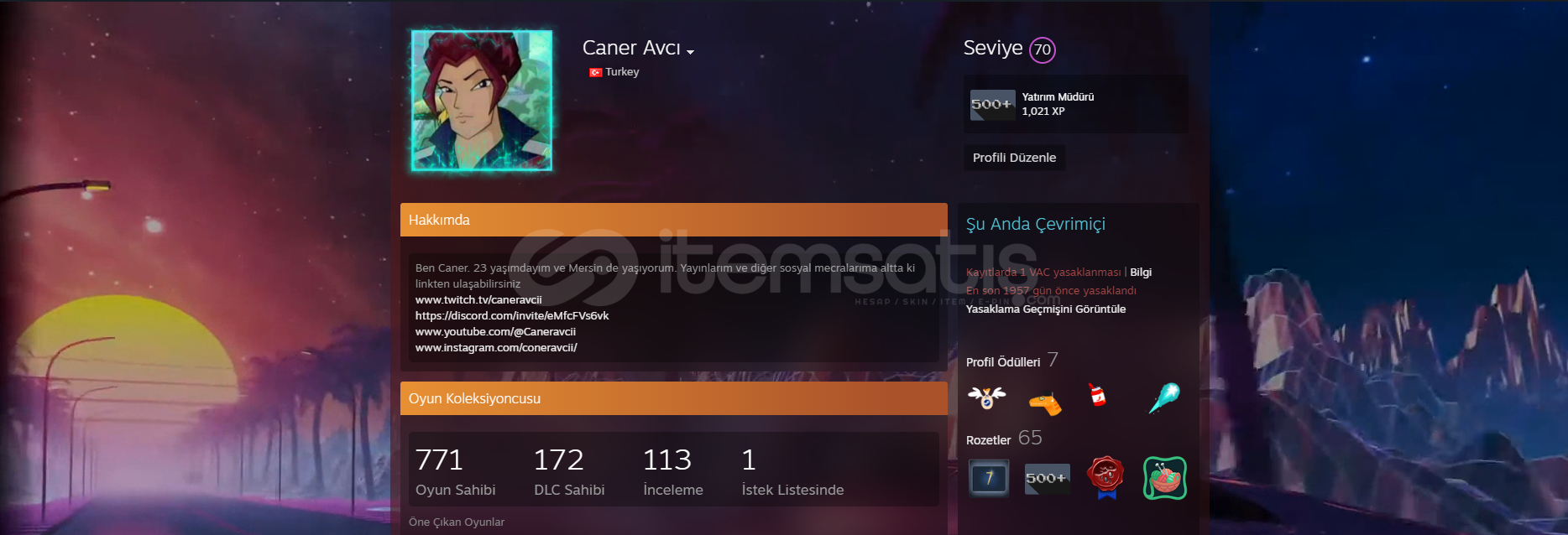 70Lv 771 OYUNLU MAİN SATILIK STEAM HESAP DETAY 70Lv 771 OYUNLU MAİN SATILIK STEAM HESAP DETAY