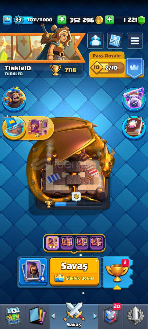 7100 Kupa 1200 Taş 350k Aktif Altın