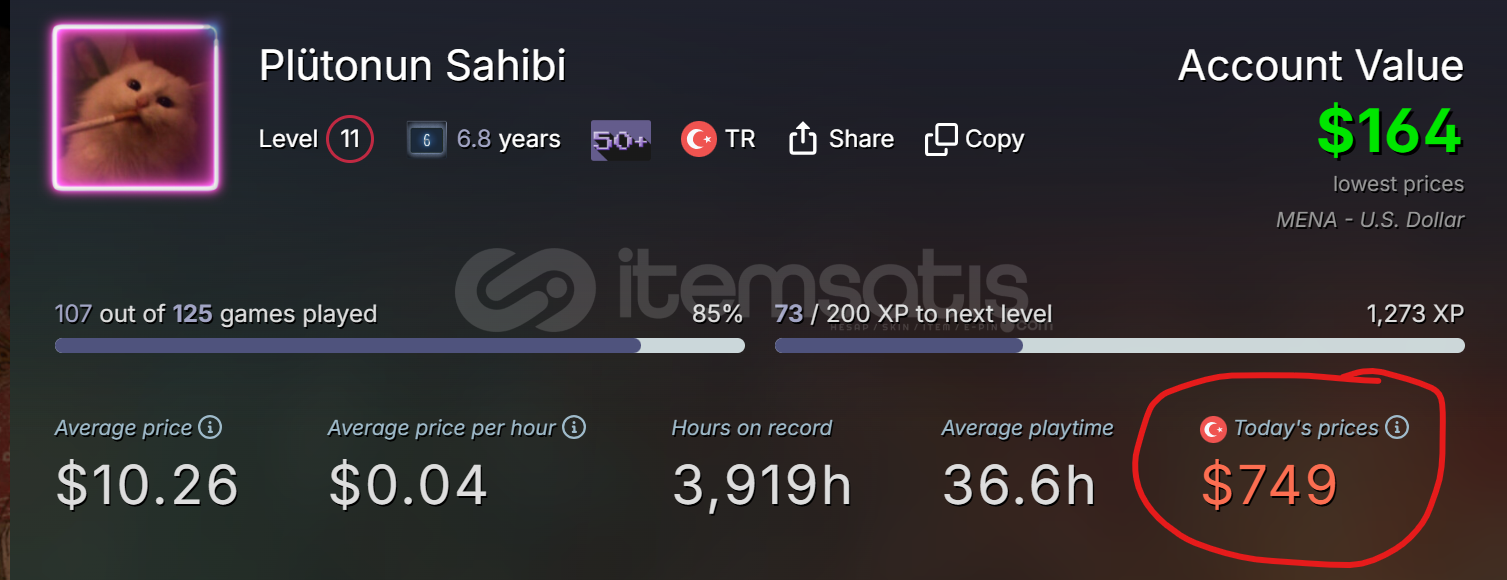 749 DOLAR DEĞERİNDE MAİL DEĞİŞEN STEAM HESABI 749 DOLAR DEĞERİNDE MAİL DEĞİŞEN STEAM HESABI