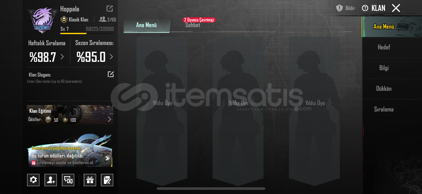 7.5 seviye clan İsim değişme Açık 7.5 seviye clan İsim değişme Açık