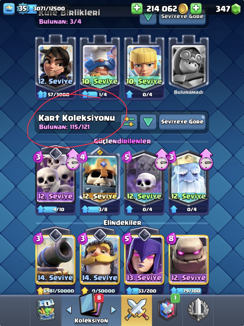 7500 kupa - 115 kart - 6 evrim Clash royale  7500 kupa - 115 kart - 6 evrim Clash royale