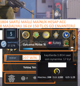 8 MADALYALI 16 LV 150 TL CS GO ENVANTERLİ 1.804