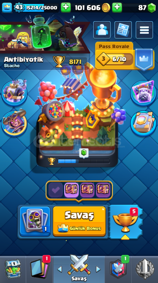 ⭐️8171 Kupa⭐️119 Kart⭐️8 Evrim⭐️27 İfade⭐️43LVL ⭐️8171 Kupa⭐️119 Kart⭐️8 Evrim⭐️27 İfade⭐️43LVL