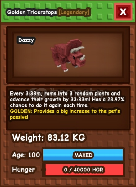⭐ 83.12 KG TİTANİC GOLDEN TRİCERATOPS⭐ GAG PET ⭐ 83.12 KG TİTANİC GOLDEN TRİCERATOPS⭐ GAG PET