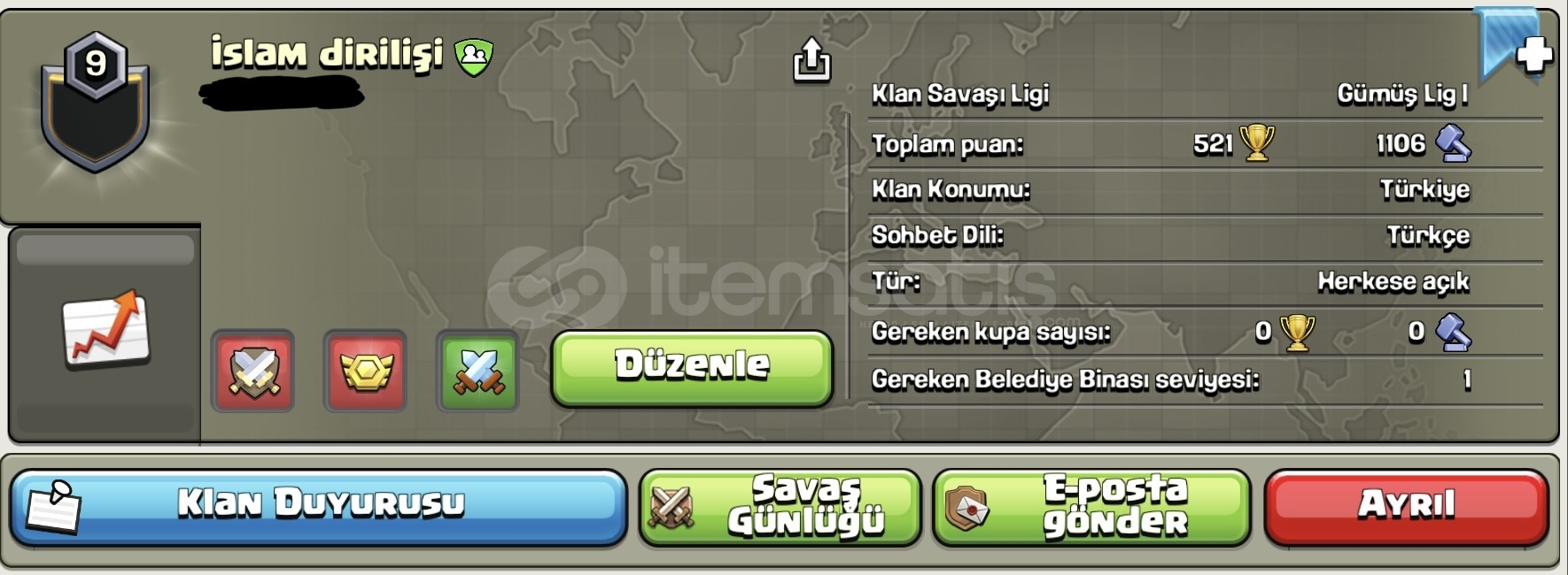 9 SEVİYE EFSANE KLANIM 9 SEVİYE EFSANE KLANIM