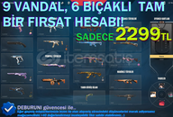 ✨9'VANDALLI6BIÇAKLI FIRSAT HESAP! HIZLI TESLİM✨