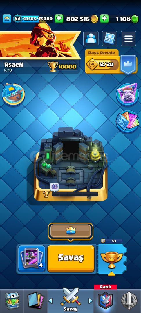 52 SEVİYE 9 YILLIK 10000 KUPA HESAP KORUMASI YOK 52 SEVİYE 9 YILLIK 10000 KUPA HESAP KORUMASI YOK