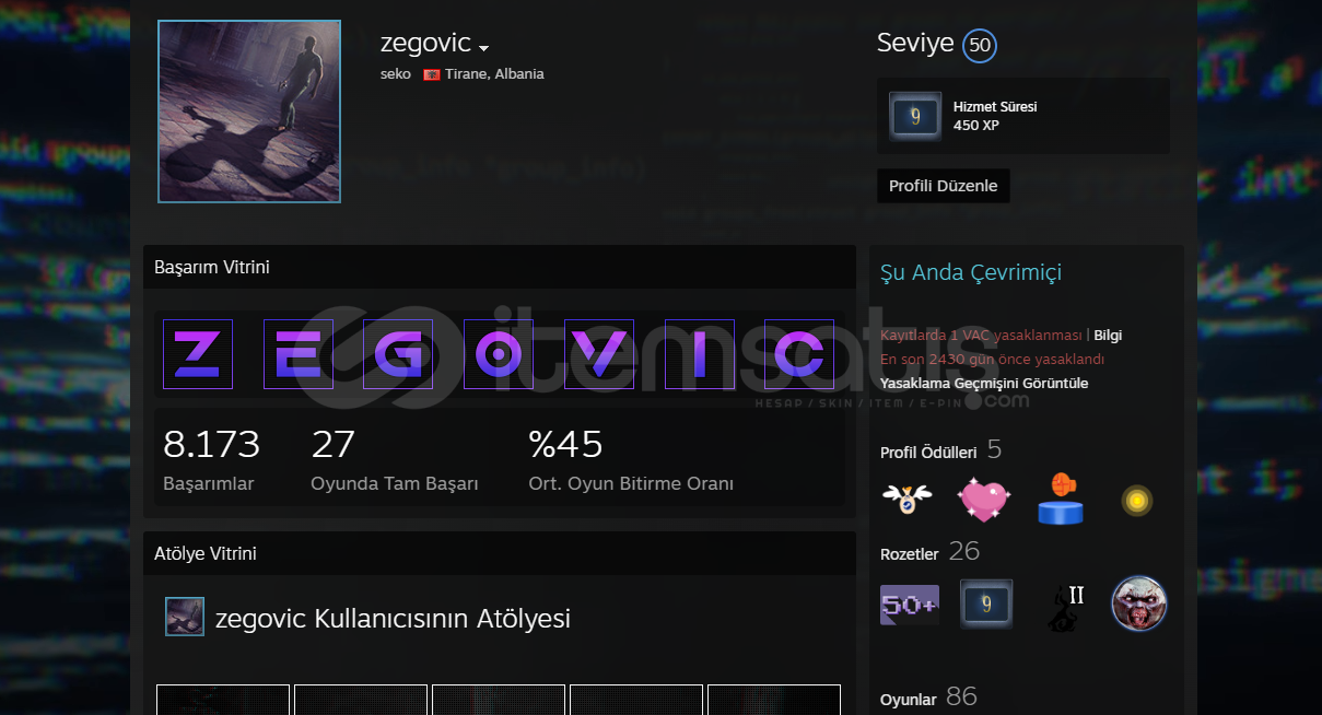 9 YILLIK DOLU STEAM HESABI - (CS VAC BANLI) 9 YILLIK DOLU STEAM HESABI - (CS VAC BANLI)